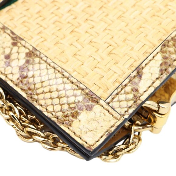Gucci Ophidia Small Raffia Elaphe Chain Shoulder Bag Beige 503877 - Picture 6 of 13